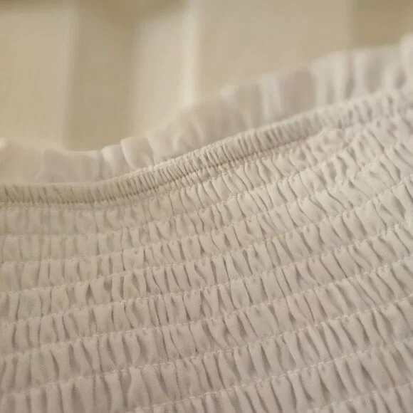 Sleeveless boho Bridal Spring white smocked drop waist bodice ruffle skirt 2X - Picture 5 of 13